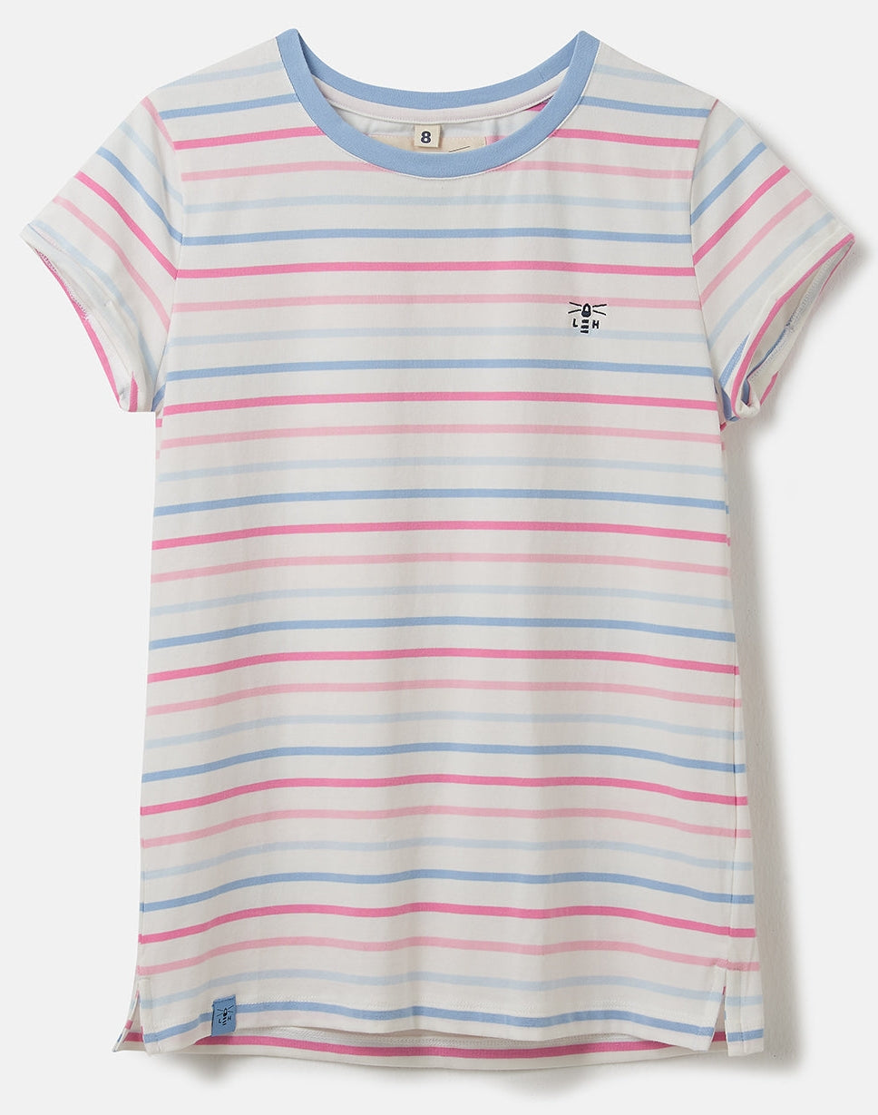Lighthouse Womens 'Causeway' Short Sleeve Tee - Pink / Blue Stripe
