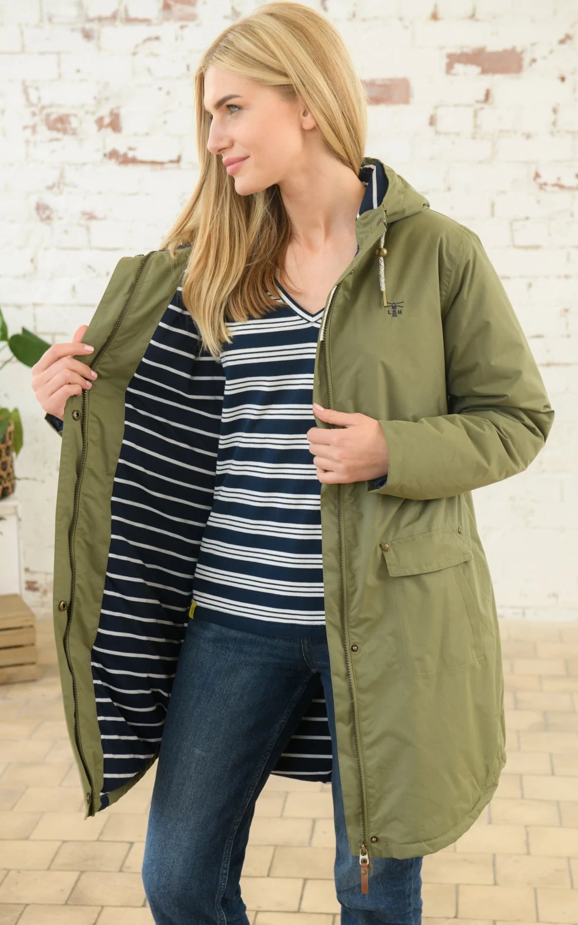 Lighthouse Womens 'Iona Long' Padded Waterproof Coat - Khaki Green