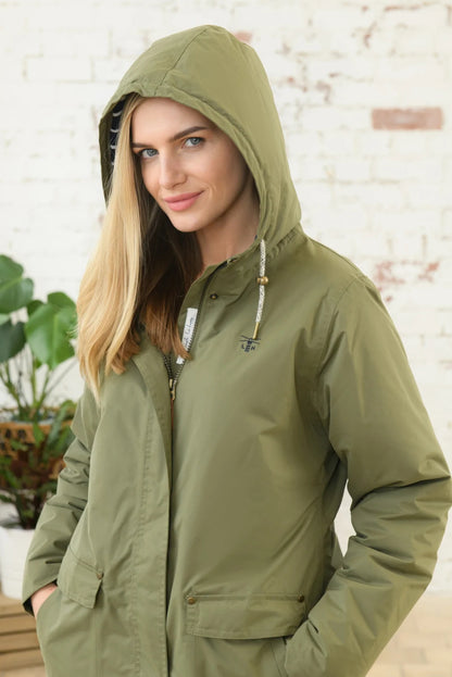 Lighthouse Womens 'Iona Long' Padded Waterproof Coat - Khaki Green