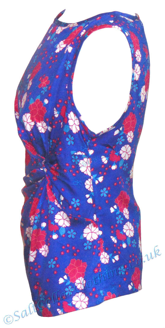 Mudd & Water Womens Akemi Top - Floral Print Cobalt
