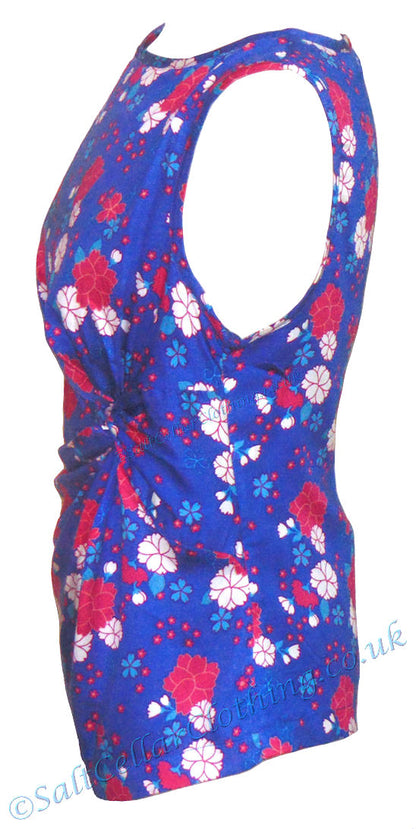 Mudd & Water Womens Akemi Top - Floral Print Cobalt