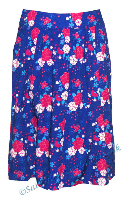 Mudd & Water Womens 'Ume' Skirt - Flower Print Cobalt Blue