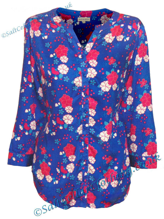 Mudd & Water Womens 'Whitstable Shirt' - Floral Print Cobalt