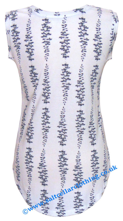 Mudd & Water Womens 'Peach Vest' - White Blossom Print