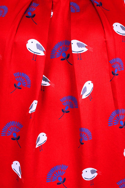 Mudd & Water Womens 'Sandy Bay' Top - Salsa Red Bird Print