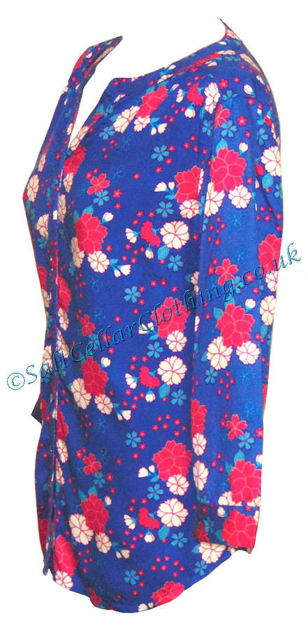 Mudd & Water Womens 'Whitstable Shirt' - Floral Print Cobalt