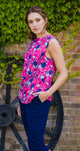 Mudd & Water Womens Akemi Top Floral Print Fuchsia