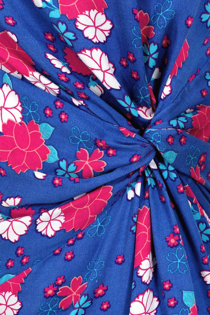 Mudd & Water Womens Twist Side Kyoto Dress - Flower Print Cobalt