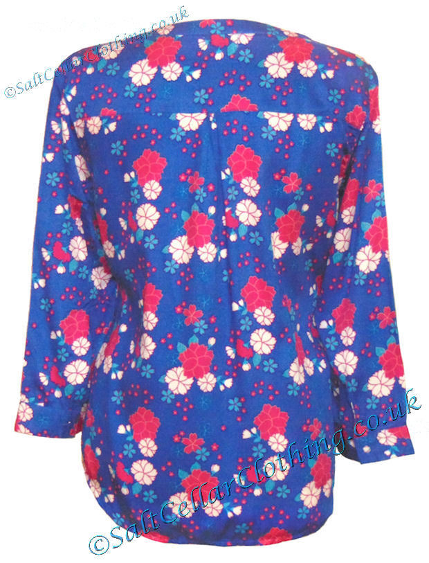 Mudd & Water Womens 'Whitstable Shirt' - Floral Print Cobalt