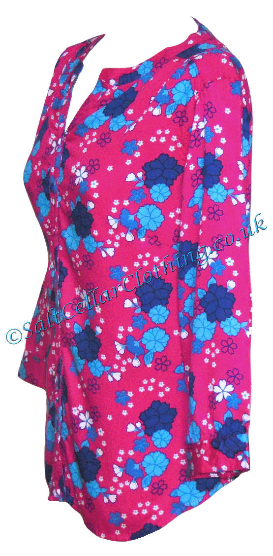 Mudd & Water Womens 'Whitstable Shirt' - Floral Print Fuchsia