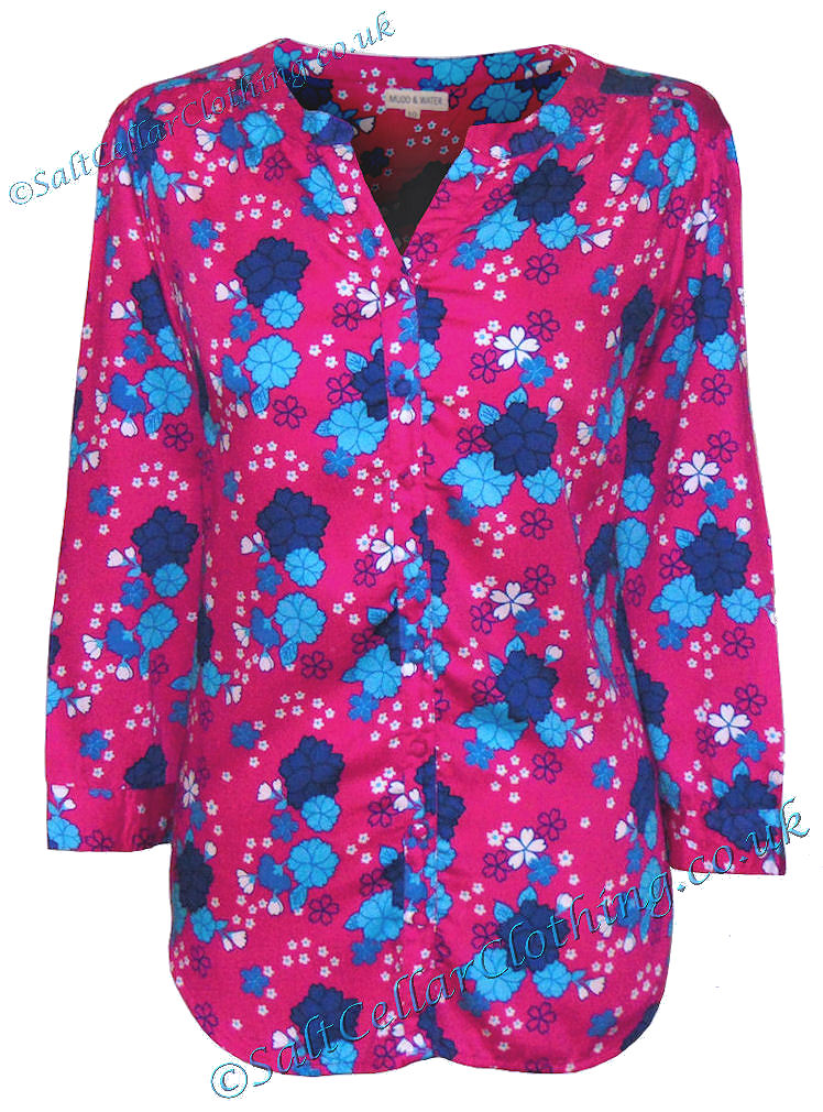 Mudd & Water Womens 'Whitstable Shirt' - Floral Print Fuchsia