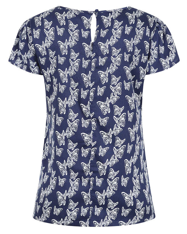 Mudd & Water Womens 'Calla Top' - Navy Butterfly Print