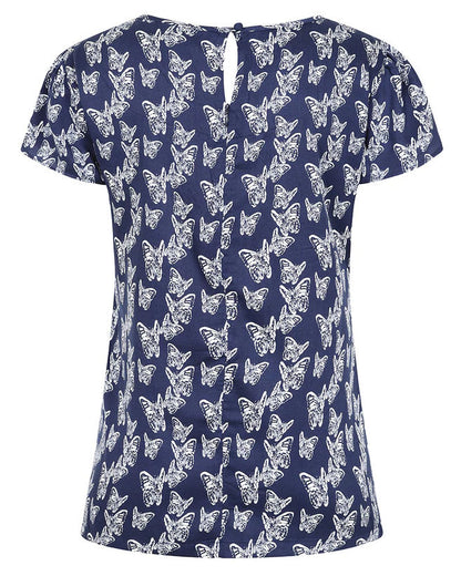 Mudd & Water Womens 'Calla Top' - Navy Butterfly Print