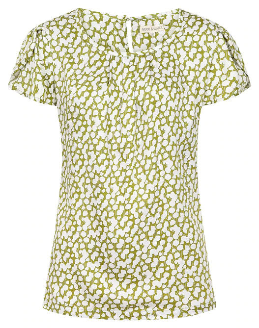 Mudd & Water Womens 'Calla Top' - Olive Green Leaf Print