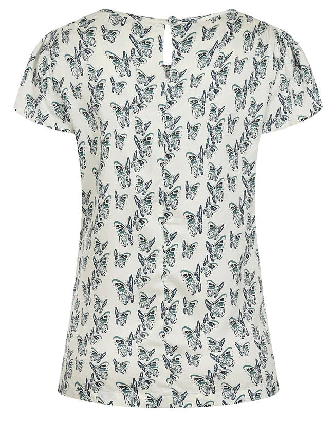 Mudd & Water Womens 'Calla Top' - White Butterfly Print