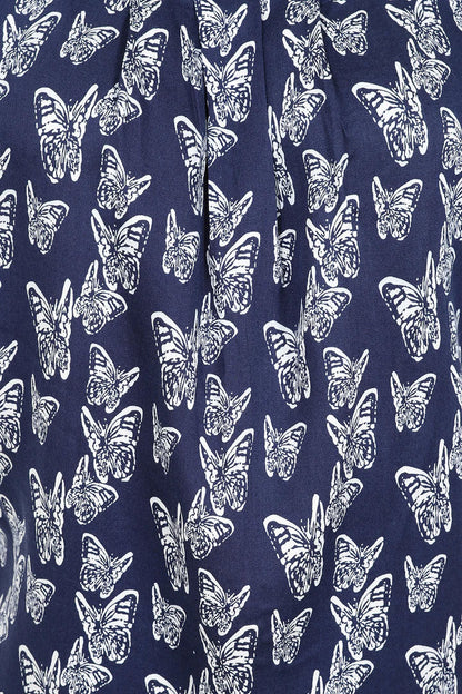 Mudd & Water Womens 'Calla Top' - Navy Butterfly Print