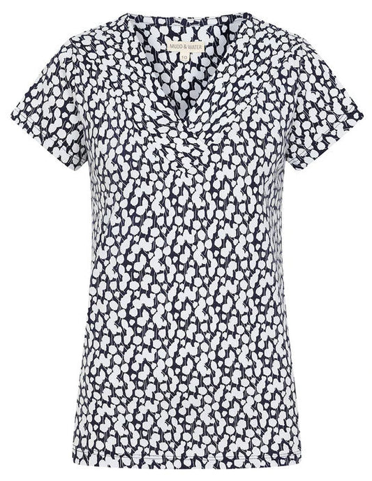 Mudd & Water Womens 'Fauna Top' - Leaf Print Navy