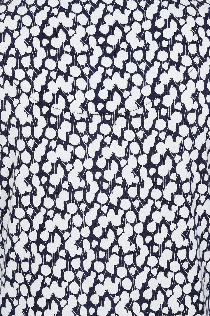 Abstract navy and white leaf print Fern top for women from Mudd and Water.