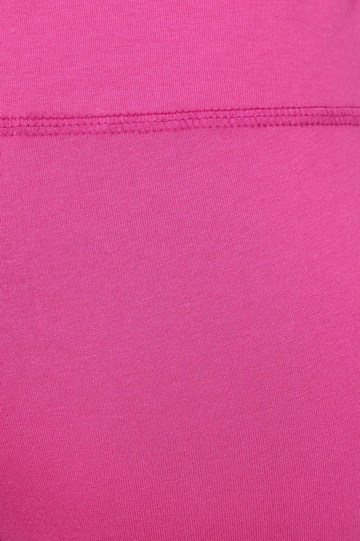 Wide waistband women's organic cotton Island crop leggings from Mudd & Water in Aster Pink.
