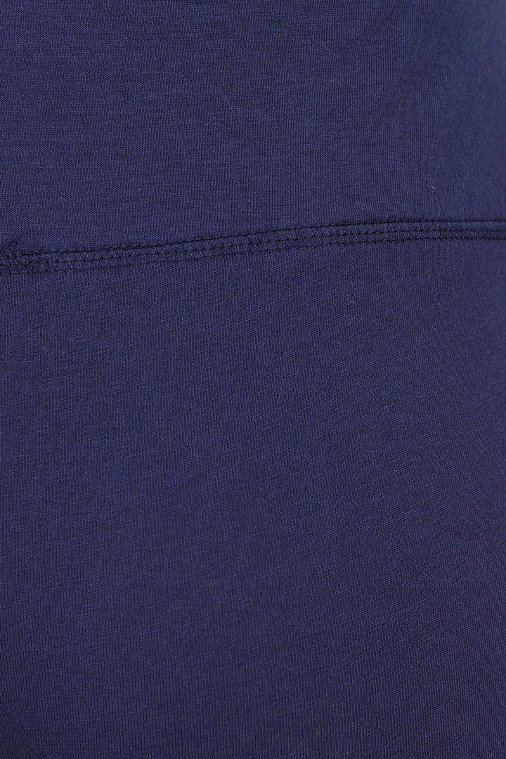 Wide waistband women's organic cotton Island crop leggings from Mudd & Water in navy.