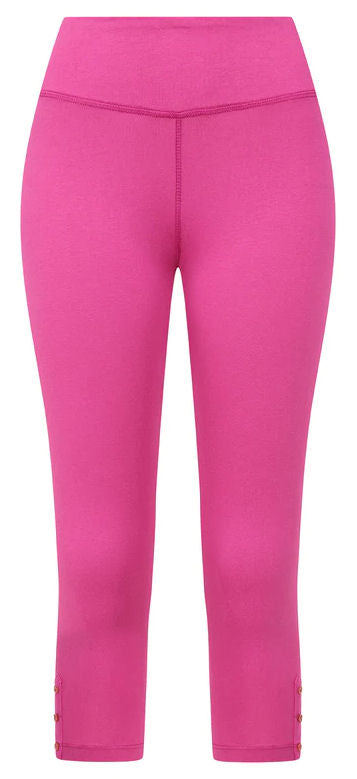 Mudd & Water women's organic cotton crop length Island leggings in Aster Pink.