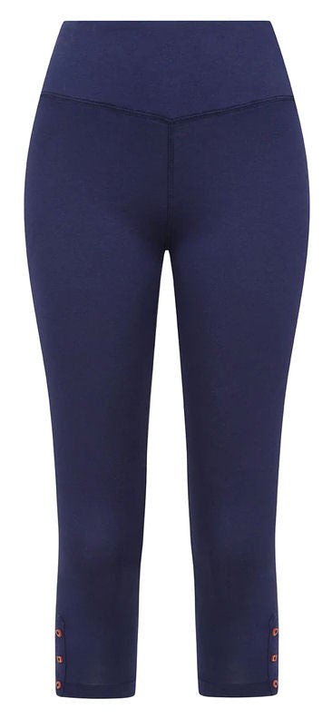Mudd & Water women's organic cotton crop length Island leggings in Navy.