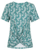 Mudd & Water Womens Petal Twist Front Tee Teal Butterfly Print