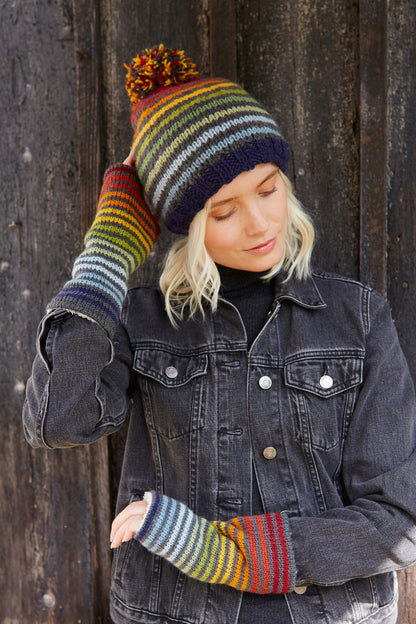 Pachamama Adults 'Vancouver' Knitted Bobble Beanie - Rainbow Stripe
