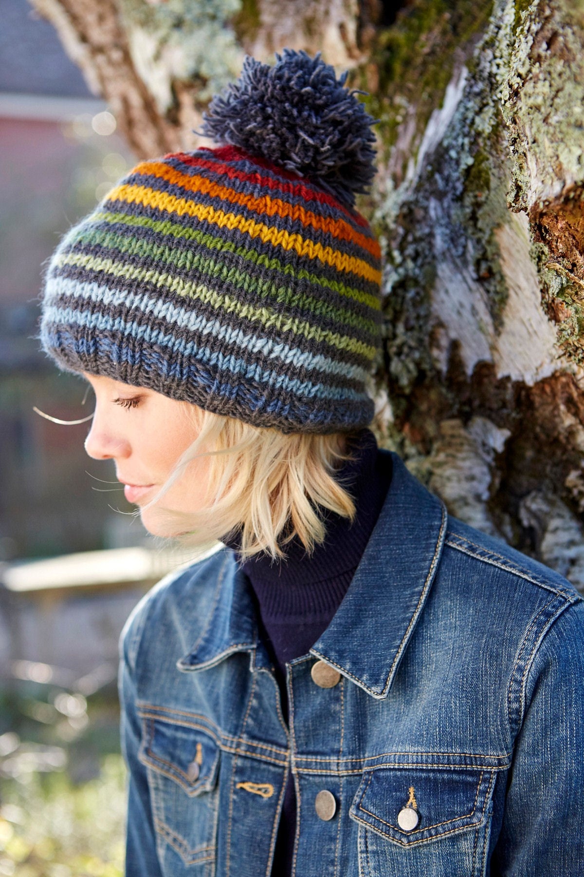Pachamama Adults 'Vancouver' Knitted Bobble Beanie - Rainbow Stripe