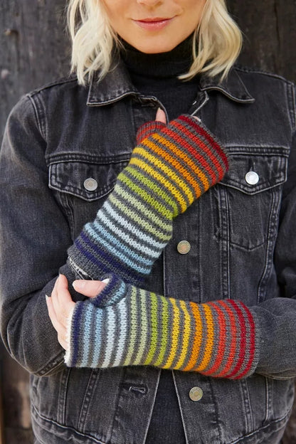 Pachamama Adults 'Vancouver' Knitted Handwarmers - Multicoloured Stripe