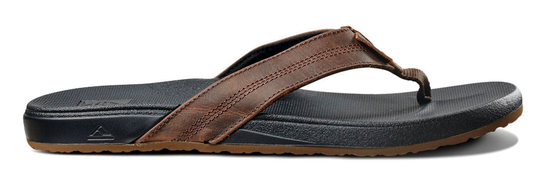 Reef Mens 'Cushion Phantom Leather' Flip Flops - Black / Brown