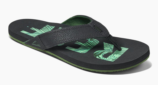 Reef Mens 'Newport Prints' Flip Flops - Palms / Black