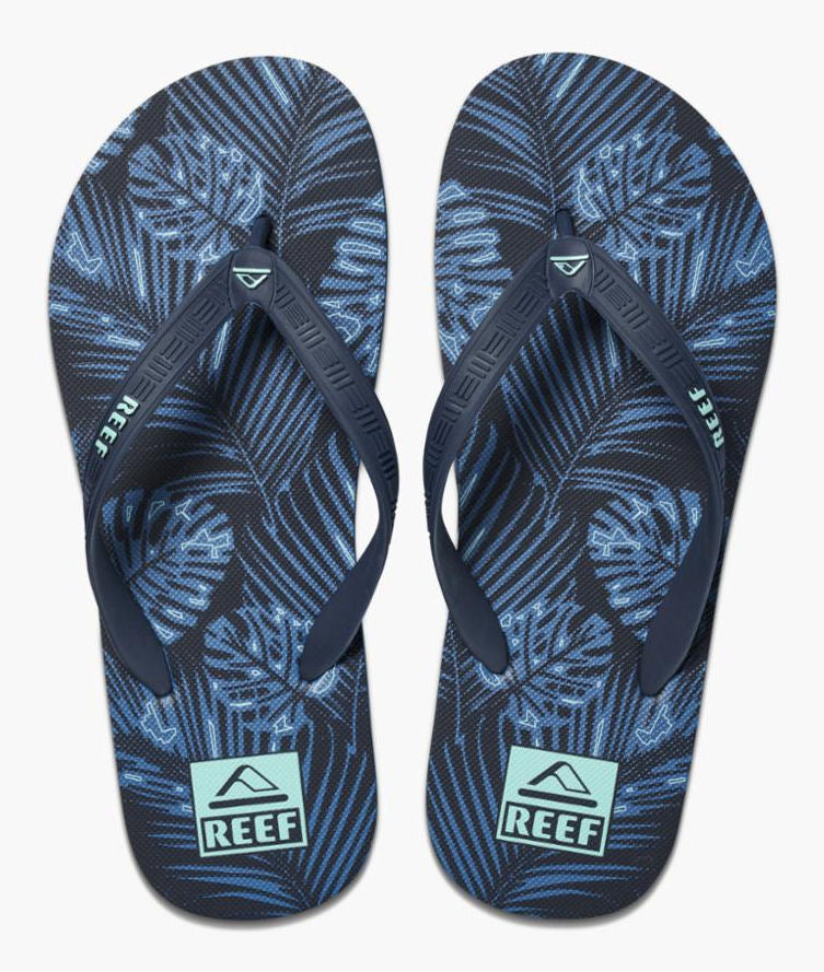 Reef Mens 'Seaside Prints' Flip Flops - Navy Palm