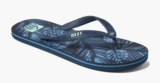 Reef Mens 'Seaside Prints' Flip Flops - Navy Palm