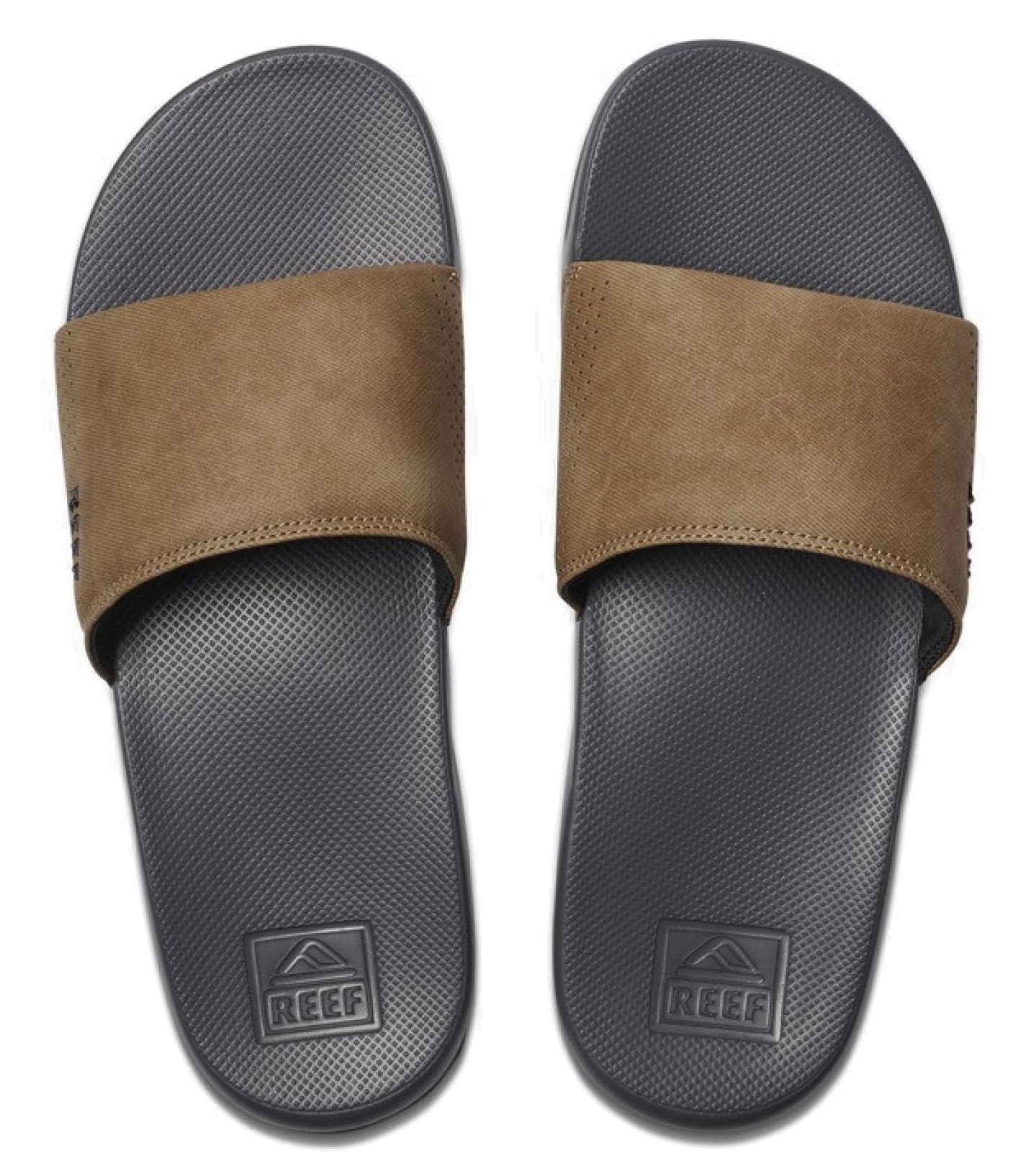 Reef Mens 'One Slide' Padded Strap Slider - Grey / Tan