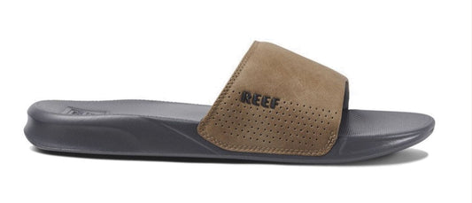 Reef Mens 'One Slide' Padded Strap Slider - Grey / Tan