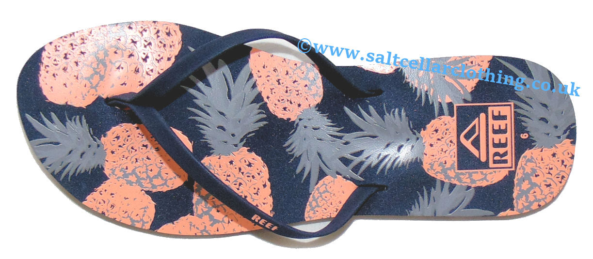 Reef Womens 'Bliss-Full' Flip Flops - Coral Pineapples