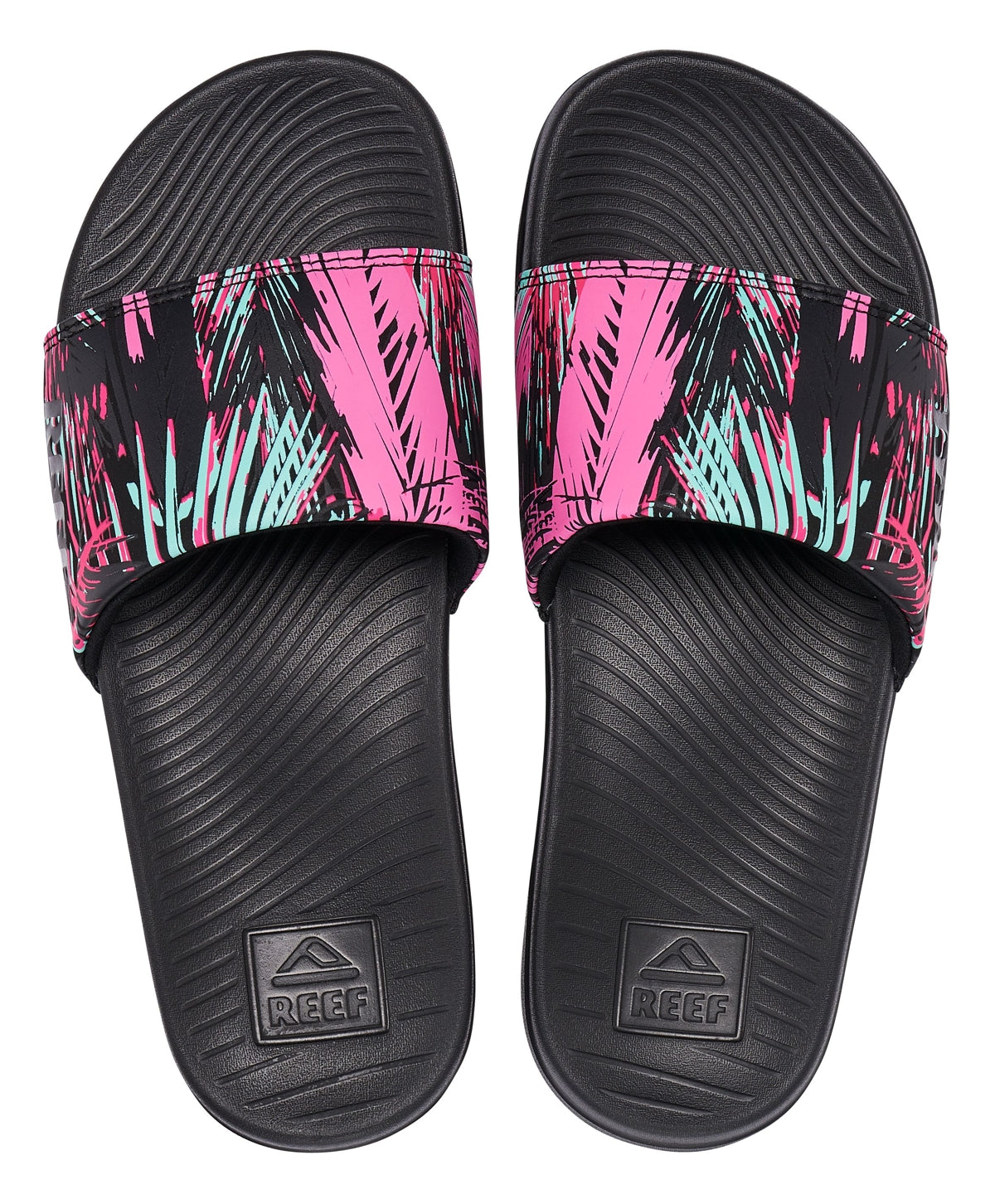 Reef Womens 'One Slide' Padded Strap Slider - Palm Fronds