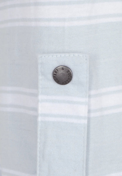 Rupert & Buckley Womens 'Tawt' Jersey Roll Sleeve Shirt - Ice Blue Stripe