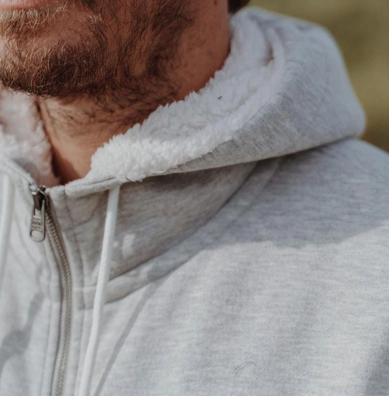 Saltrock Mens Original Fur Lined Zip Hoodie - Grey
