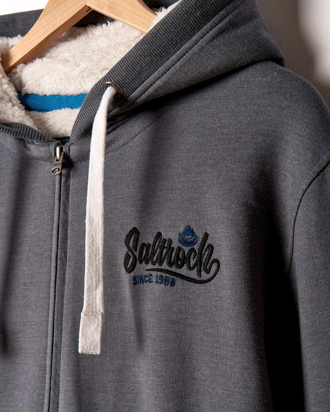 Saltrock Mens Speed Borg Lined Hoodie Dark Grey Salt Cellar