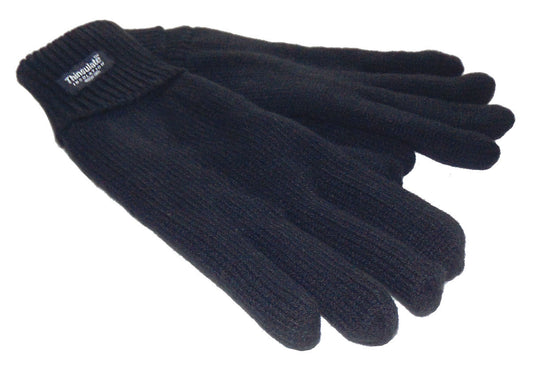 Thinsulate Mens Knitted Fleece Lined 'Max' Gloves - Black