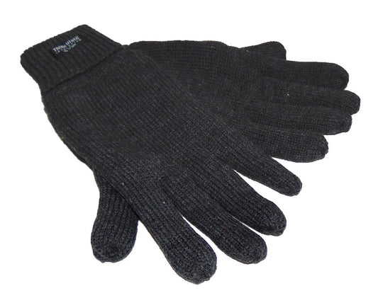 Thinsulate Mens Knitted Fleece Lined 'Max' Gloves - Charcoal Grey