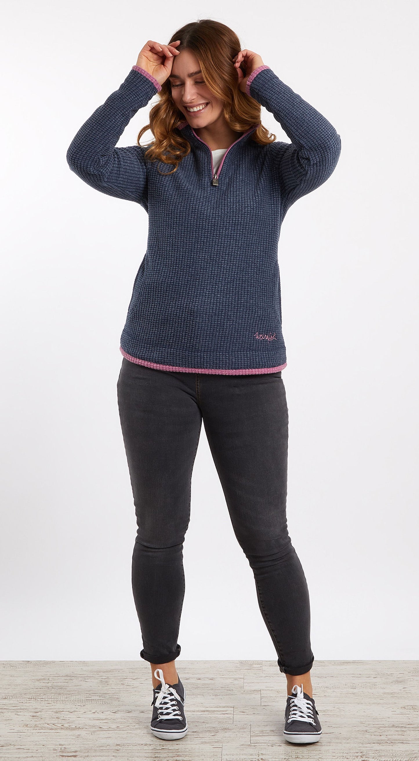 Weird Fish Womens 'Beyonce' 1/4 Zip Grid Fleece - Navy