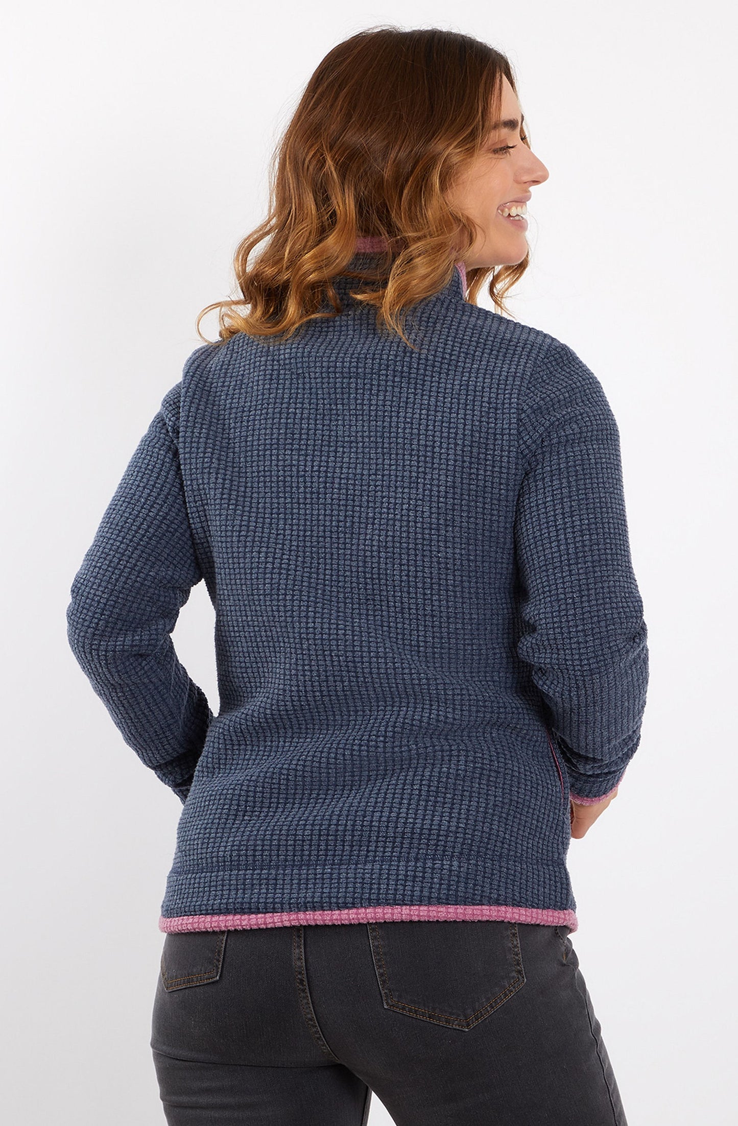 Weird Fish Womens 'Beyonce' 1/4 Zip Grid Fleece - Navy