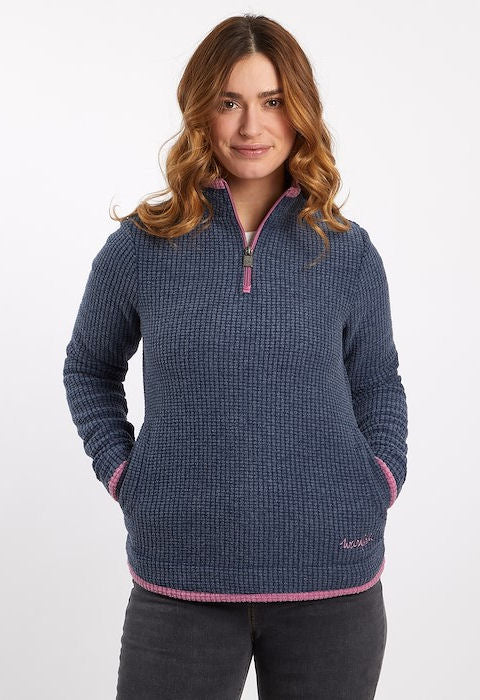 Weird Fish Womens 'Beyonce' 1/4 Zip Grid Fleece - Navy