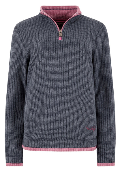 Weird Fish Womens 'Beyonce' 1/4 Zip Grid Fleece - Navy