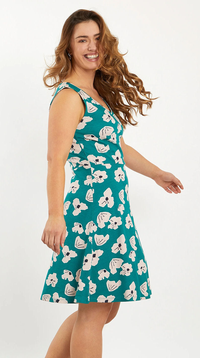 Weird Fish Womens 'Paisley' Printed Jersey Dress - Deep Teal