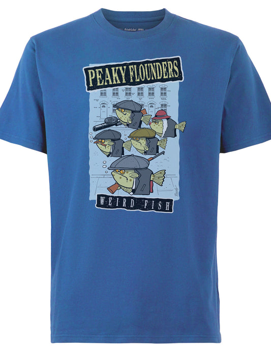 Weird Fish Mens 'Peaky Flounders' Printed Tee - True Blue