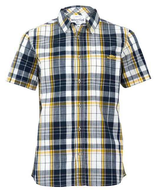 Weird Fish Mens 'Ennis' Short Sleeve Check Shirt - Navy